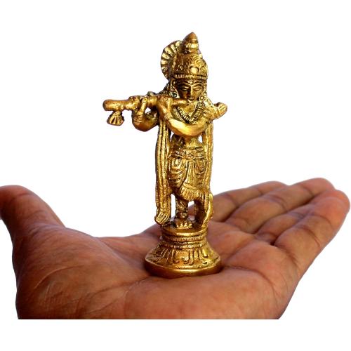 Esplanade - Brass - 3.5 - Krishna Makhan Chor Laddoo Gopal Baby Krishna Kishan Thakurji Murti Idol Statue Sculpture