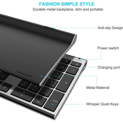 Wireless Keyboard and Mouse, Vssoplor Rechargeable Quiet Full-Size Keyboard and Mouse Combo Set Ultra Slim Design for Laptop, PC, Notebook, Desktop-Dark Gray