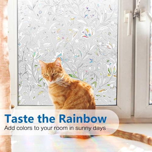 Window Privacy Film, Frosted Removable Glass Covering for Bathroom, Opaque Static Cling Heat Control Door Sticker for Home Office Living Room, Non-Adhesive Matte White (23.5 x 118)