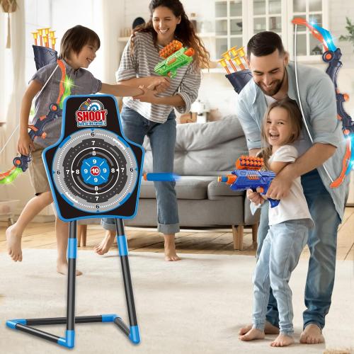 SpringFlower 2 Bow and Arrow Sets with LED Light-up,2 Foam Dart Guns for Kids 5 6 7 8 9 10  Years Old, Archery Set with Standing Target for Boys & Girl, Ideal Gift
