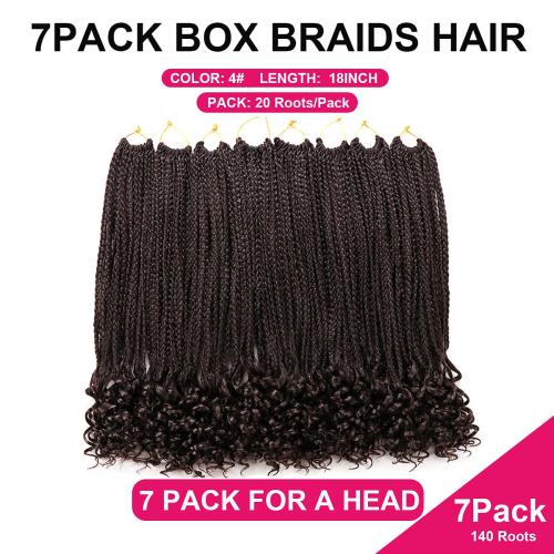 8 Packs 18 Inch Crochet Box Braids Hair with Curly Ends Prelooped Bohemian Goddess Box Braids Crochet Hair Crochet Braids Hair for Black Women (18 Inch 8 Packs, 4#)