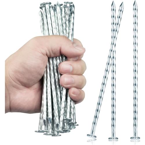 6.3-Inch Galvanized Heavy-Duty Landscape Stakes, (150-PACK) Spiral Metal Turf Spikes for Artificial Grass, Paver Edging, Weed Barrier, Securing Fences and More