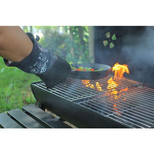 Fireplace Gloves Fire Heat Resistant: Dark-Grey 16IN 932℉ - Fireproof Leather for Fireplace Fire Pit Wood Stove Campfire Furnace BBQ Grill Oven Stick Mig Welding Welder Gear - Birthday Gift XL