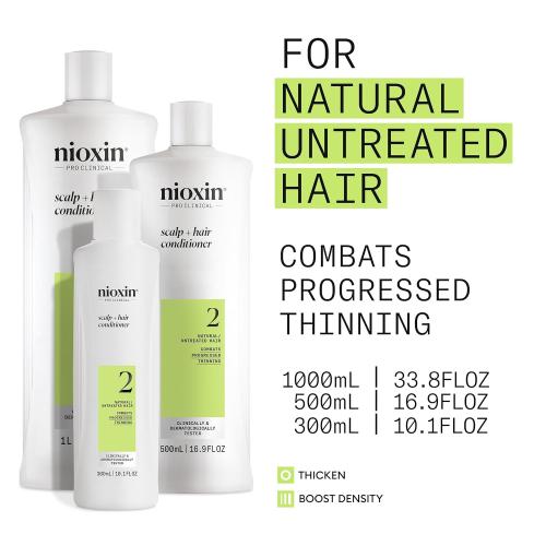 Nioxin System 2 Scalp   Hair Thickening Conditioner for Natural Hair with Progressed Thinning | Boost Hair Density with Niacinamide & Biotin | Refreshed Scalp with Healthy Shine