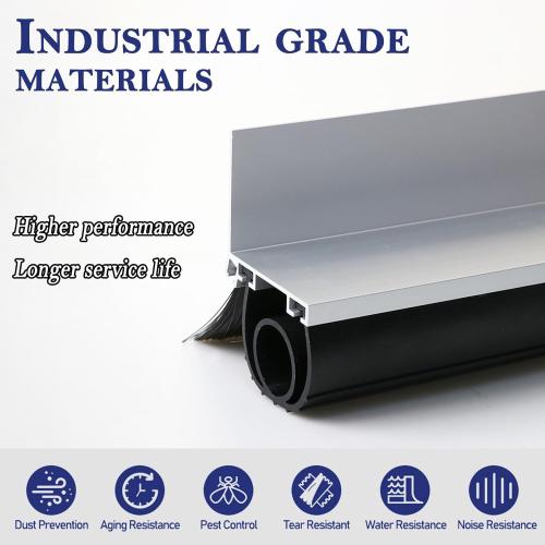 Garage Door Seals, Heavy-Duty U O Shape Bottom Rubber with Aluminum Track Retainer Base   5cm Brush Combination Kit, Universal Garage Door Weather Stripping Kit (16.5ft)