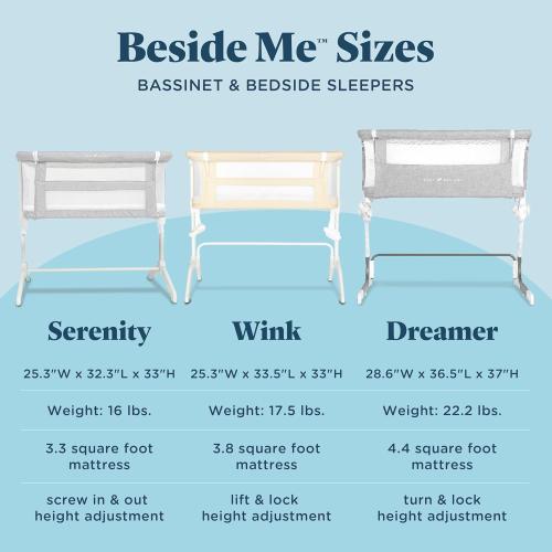 Baby Delight Beside Me Dreamer Bassinet | Bedside Sleeper | 7-Position Height Adjustment | Driftwood Grey