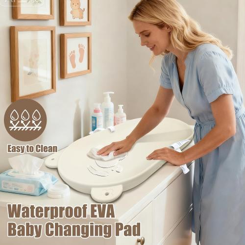Baby Changing Pad, EVA Waterproof Non-Slip Changing Table Pad with Adjustable Strap for Dresser Changing Table Nursery, Portable Diaper Changing Pad, Oat