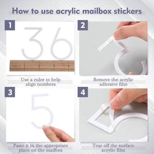 Leinuosen White 3 Inch Acrylic Mailbox Number 2 Set - Weatherproof - Mailbox Numbers for Outside - House Numbers - Sticky (Classic)
