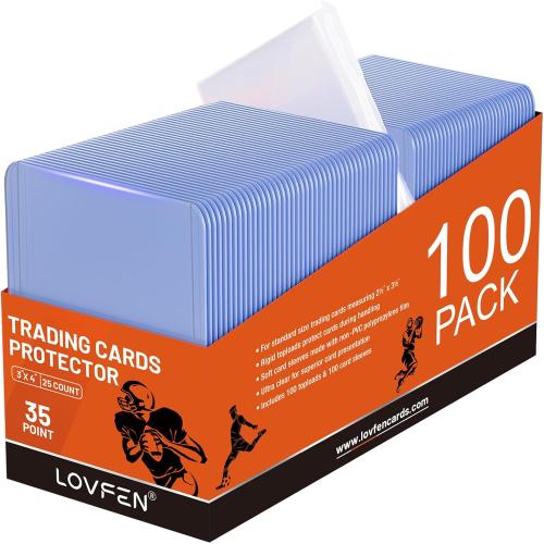 100 Toploads for Cards & Penny Sleeves 35PT Hard Plastic Card Holders 3x4 Baseball Card Protectors for TCG Sports Football Collectible Cards (10 )