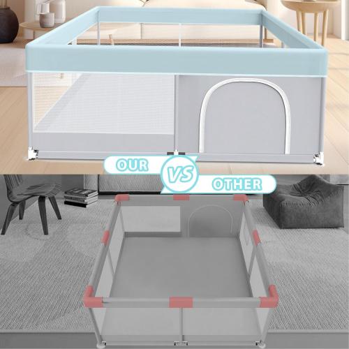 Grey 50*50*27 inches  Baby Playpen, 50x50 Inch Baby Playard for Babies and Toddlers, Play Pens for Indoor & Outdoor, Sturdy Safety Play Yard with Soft Breathable Mesh, Anti-Fall, Grey