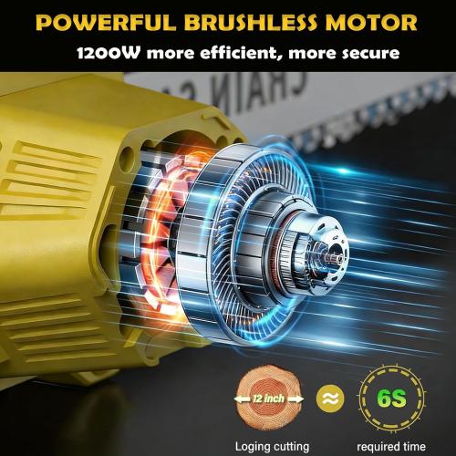 12 Electric Chainsaw Cordless with Extension Pole, 21V Battery Powered Brushless 12 Inch Cordless Pole Saw, 2 x 4.0Ah Batteries and Charger for Wood Cutting, Tree Trimming Branch Pruning