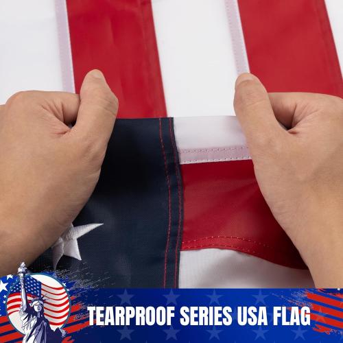 American Flag 4x6Ft for Outside, Long Lasting, Heavy Duty Nylon, Fade Resistant, High Wind US Outdoor Flags with Embroidered Stars, Sewn Stripes, Brass Grommets