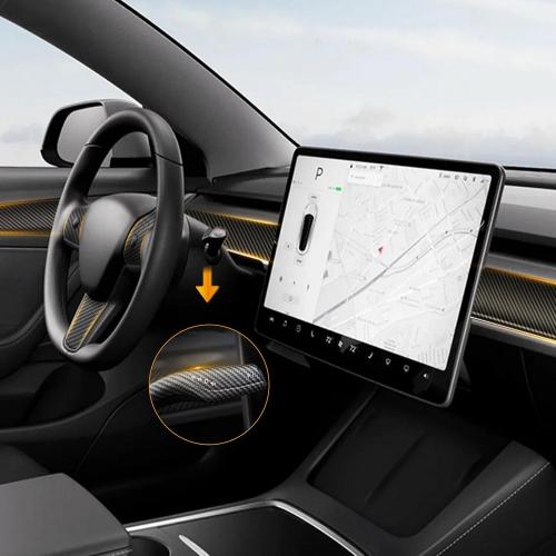 9PCS Dashboard Trim Cover and Door Trim Panel, Steering Lever Cover and Steering Wheel Trim Cover Compatible with Tesla Model 3 (2021-2023) Model Y (2019-2024) Interior (Matte Carbon Fiber Pattern)