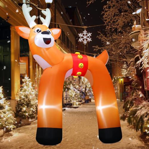 COMIN 14FT Christmas Inflatables Outdoor Decorations Blow Ups Reindeer Archway with Built-in LEDs for Yard Party Lawn Decor