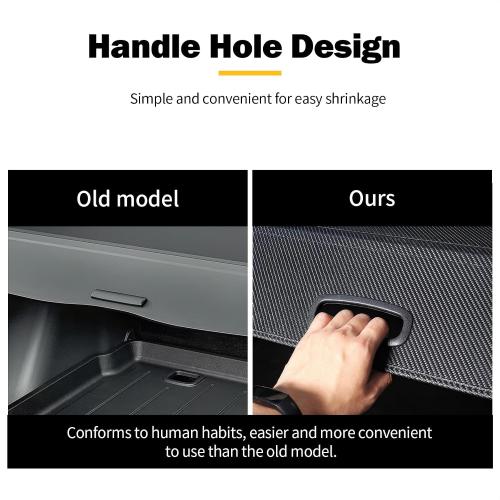 Color Black with hooks Cargo Cover for Honda CRV 2023 2024 2025 2026, Trunk Cover Retractable for 2023-2026 Honda CRV | Include Hybrid | Security Shield Privacy Shade (with Hooks & Extension)