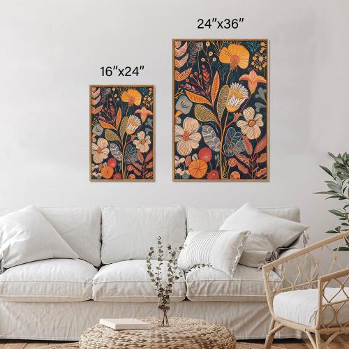 Set of 3 Size 24x36x3 SIGNINART Boho Botanical Framed Canvas Wall Art Set of 3, Mid Century Modern Wall Decor, Burnt Orange Floral Artwork, Neutral Flower Plant Art Prints for Bedroom Living Room Office