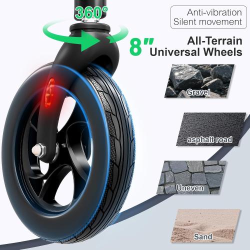 Walkers for Seniors, Rollator Walker with Seat, Walkers for Seniors with seat, 350 lb Capacity,with 8'' Big Wheels, Rolling Walker (Silver)