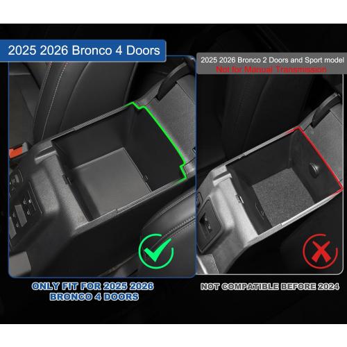 2026 Upgrade Center Console Organizer fit for 2025 2026 Ford Bronco 4 Door Full Size Bronco Center Console Storage for Ford Bronco 2025 2026 Storage Accessories|Not for 2 Dooor/Manual/Sport Model|