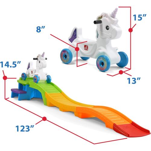 Step2 Unicorn Up & Down Roller Coaster Kids Ride On Toy, Push Car, Indoor/Outdoor Playset, Made of Durable Plastic, Max Weight 50 lbs., For Toddlers 2-5 Years Old, Multicolor