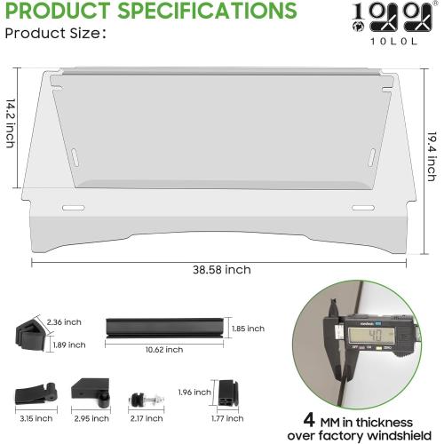 10L0L Golf Cart Windshield for 1995 - 2013 Ezgo TXT & Medalist Models Windshield Replacement with Tinted Foldable UV Protection and Impact Resistant Acrylic Shield (Clear)