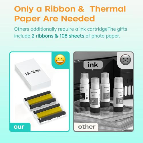 HPRT 4x6 Photo Printer with 108 Sheets & 2 Ribbons - Dye Sublimation Wireless Portable Photo Printer for iPhone & Android Smartphones, Home & Travel Picture Printing, Ideal Gift, Beige