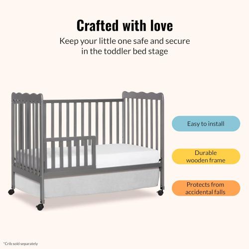 Dream On Me Universal Convertible Crib Toddler Guard Rail, Steel Grey, 3 lb, 1 Count (Pack of 1)