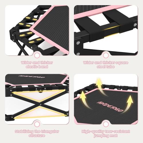 HXD-ERGO Foldable Mini Trampoline, 42'' Rebounder Trampoline with Adjustable Foam Handle, Fitness Trampoline for Indoor, Outdoor, Home Gym,Max Load 460lbs