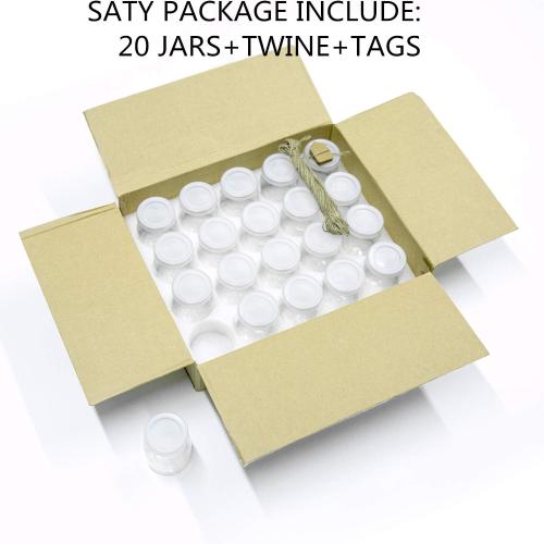 Encheng 8 oz Clear Glass Jars With Lids,Yogurt Container With Lids(PE),Replacement Pudding Jars Yogurt Jar,Glass Container With Twine n Tag For Milk,Jams,Jelly,Mousse,Dishwaresafe 20 Pack