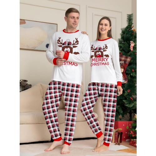 Size Medium Family Christmas Matching Sets Deer Checked Merry Christmas Outfits White