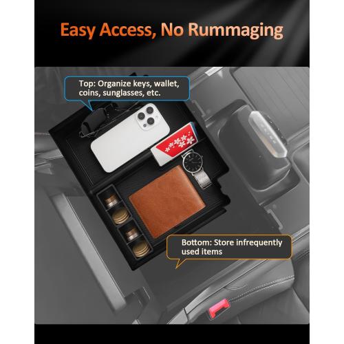 CDEFG For 2025 2026 Ford Expedition Center Console Organizer Tray with Removable Silicone Coin Holders – Expedition (Active, Platinum,Tremor, King Ranch) Armrest Storage Accessories for All Trims