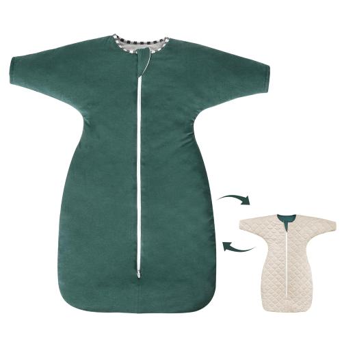 Size XL PuppyPaws Baby Sleep Sack 1.5 TOG, Transitional Swaddle 9-15 Months with Arms Up Length Sleeves and Mitten Cuffs, Reversible Wearable Blanket Baby, 95% Rayon derived from Bamboo, 5% Spandex