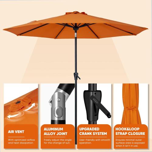 BLUE ? Tempera Patio Market Outdoor Table Umbrella with Push Button Tilt and Crank,Large Sun Umbrella with Sturdy Pole&Fade resistant canopy,Easy to set