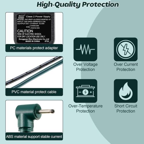 Dreyoo Christmas Ornaments Power Cord with 7 Plug, Compatible with Christmas Ornaments Interactive Ornaments, 5V 10.5W Power Cord Adapter Suitable for 2.5 mm Diameter Power Interface