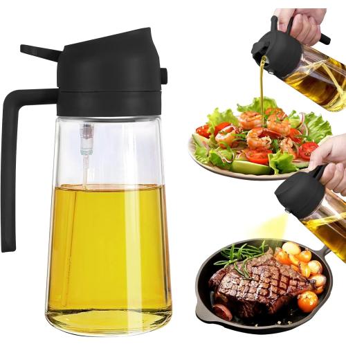 Oil Sprayer for Cooking, 2 In 1 Oil Dispenser and Oil Sprayer (Black)