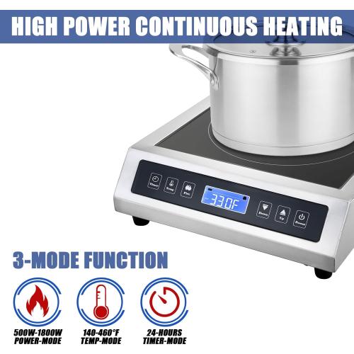 Commercial Induction Cooktop, Portable Electric Countertop Burner with Sensor Touch and LCD Screen(1800W/120V),Commercial Grade Induction cooker for Hotel Restaurant School