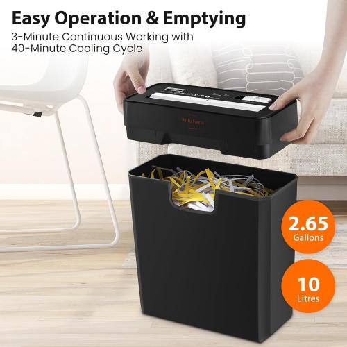 Shredder for Home Use 6-Sheet Strip Cut Paper Shredder,Also Shred Card/Staple,Small Mini Document Shredding Machine for Office with Patented Jam Proof,Portable for Home,2.65-Gal Bin