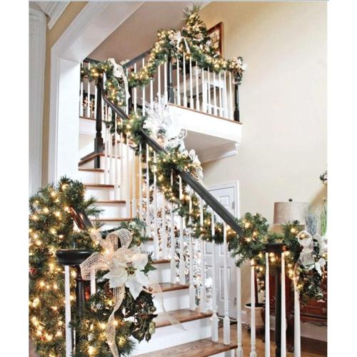Prelit Christmas 9 Ft Battery Operated Garland with 50 LED Lights - Lighted Xmas Mantel Decor