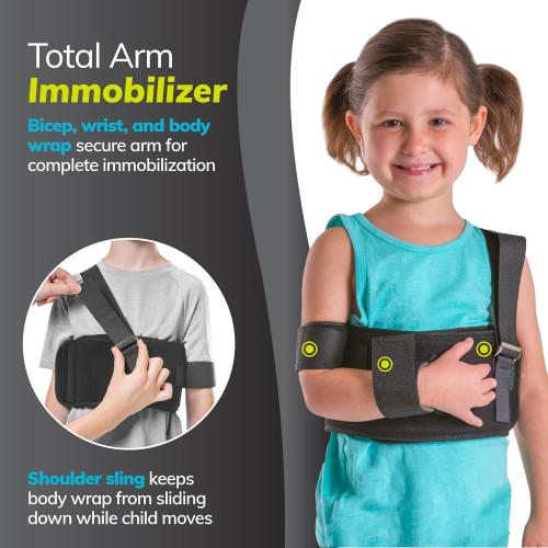 BraceAbility Pediatric Shoulder Immobilizer | Child Size Arm Sling Stabilizer for Broken Collarbone & Shoulder Injuries - Fits Toddlers, Kids, Youth & Teens (20 - 30 Chest Circumference)