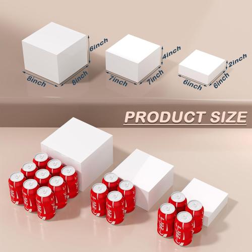 6PCS Buffet Risers, Food Risers for Buffet Table, Acrylic Boxes for Food, Display Stand for Party Catering Dessert Collectibles, Acrylic Cube Boxes with Hollow Bottoms, Food Stand Set, White (6x7x8)