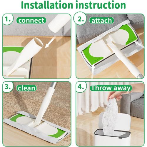 Sweeper 2-in-1 Dry   Wet Cleaning Tool,Professional Floor Mopping and Sweeping Kit Includes 1 Sweeper,40 Dry Sweeping Cloths,6 Wet Mopping Cloths