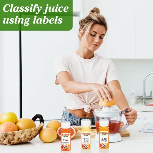 100 Pack 2 oz Small Plastic Shot Bottles with Caps Ginger Shots Bottles for Liquids, Reusable Clear Juice Containers with Scale, Funnels, Stickers for Ginger, Liquids, Beverages