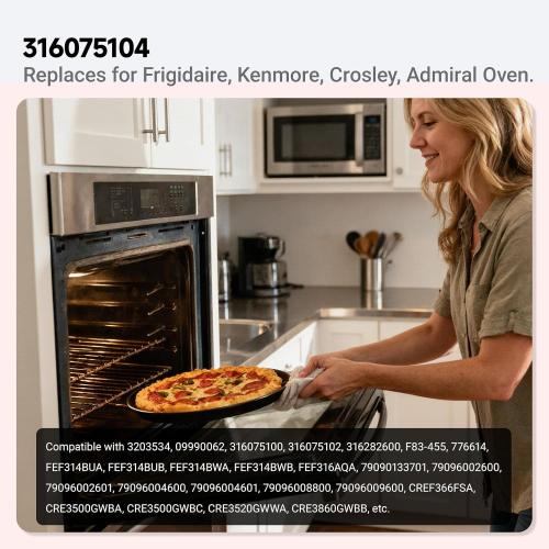 316075104 316075104 Oven Bake Element, Compatible with Frigidaire, Kenmore, Crosley, Admiral, Models 3203534, 09990062, 316075100, 2600W/240V, High-Temperature Resistant Nickel-Chromium Alloy