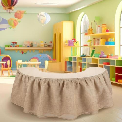 14 ftx29 In Rustic Ruffled Burlap Table Skirt for Teacher Desk