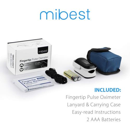 mibest OLED Finger Pulse Oximeter, O2 Meter, Dual Color White/Black
