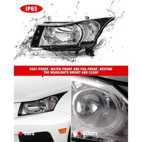 Compatible with Chevy 2011-2015 Cruze LS/LT/LTZ Black Housing Headlight Assembly fit 2016 Cruze Limited Matte Clear Lens Headlamp Replacement Driver and Passenger Pair（W/O Bulbs）
