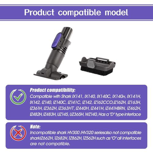 Vacuum Attachments Compatible with Shark Pet Cordless Stick IX141 IZ162H IZ361H IX140 IX142 IX143 IZ140 IZ142 UZ145 Removable 2-in-1 Tool Brush Replacement Parts for D-Shaped Vacuum # 613FJ160