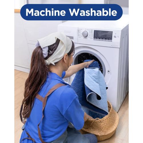 Hide Stains Bed Pads Washable Waterproof for Incontinence, 4-Layer Absorbency Pee Pads, Washable Underpad, Bed Wetting Pad for Elderly, Adults, Pets, 36x52-2 Pack, Navy Blue