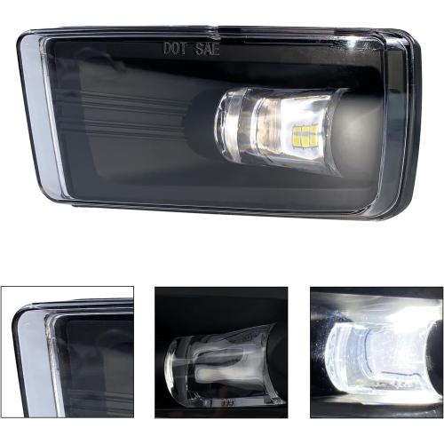 LED Fog Lights Compatible with 2007-2015 Chevy Silverado Suburban Avalanche/Tahoe/ 10-14 Yukon/ 07-08 Cadillac Escalade, Front Bumper Driving Fog Lamps with Clear Lens