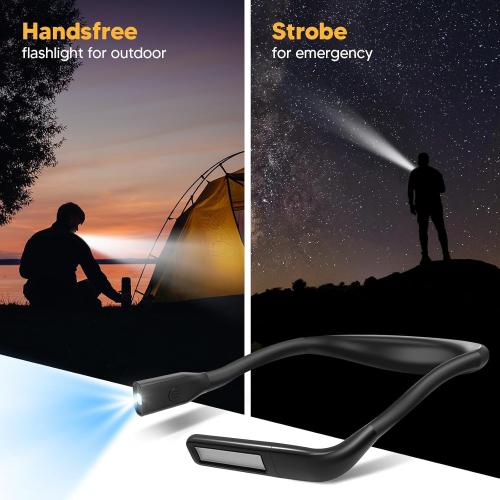 Neck Reading Light Book Lovers Gifts, Rechargeable 2000mAh 10-80Hrs Eye-friendly Wide Lamp Book Light, Birthday Mothers Day Gifts for Mom Wife Women Readers, Camping Knitting Crochet Accessories