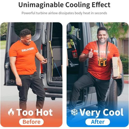 2026 AI Portable Fan Rechargeable, 10 Speeds 6600RPM Strong Airflow, Hands-Free Hanging Neck Fan,Strong lighting, temporary power bank, Wearable Belt Fan for Camping, Outdoor, Jobsite